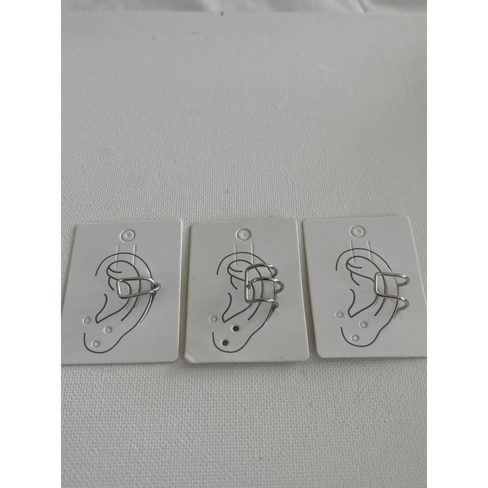 Ear Cuff Set of  3 Silver Tone Metal Slip-on Minimalist New w